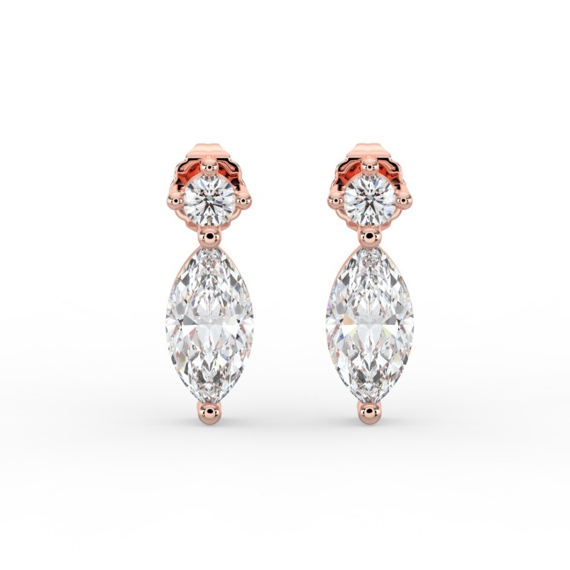 Marquise Single Stone Drop Stud Earrings
