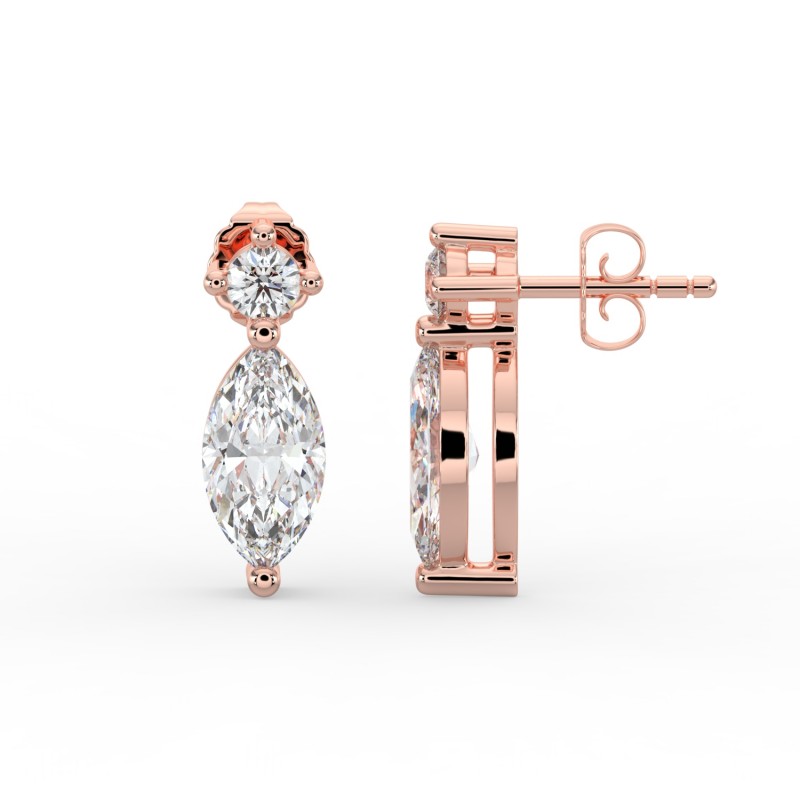 Marquise Single Stone Drop Stud Earrings