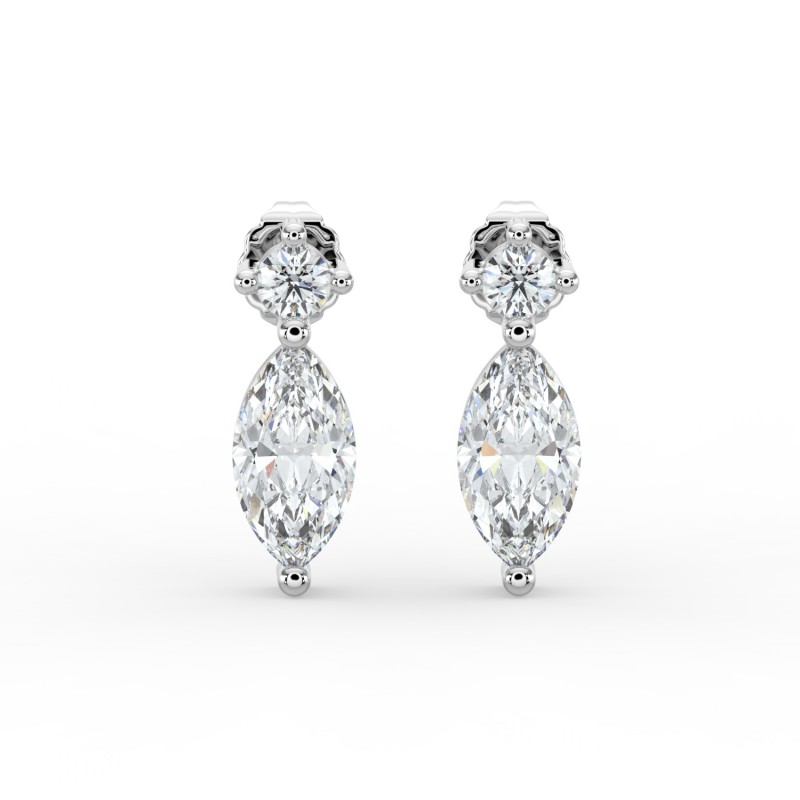 Marquise Single Stone Drop Stud Earrings