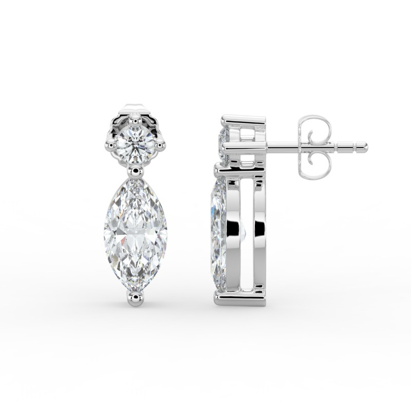 Marquise Single Stone Drop Stud Earrings