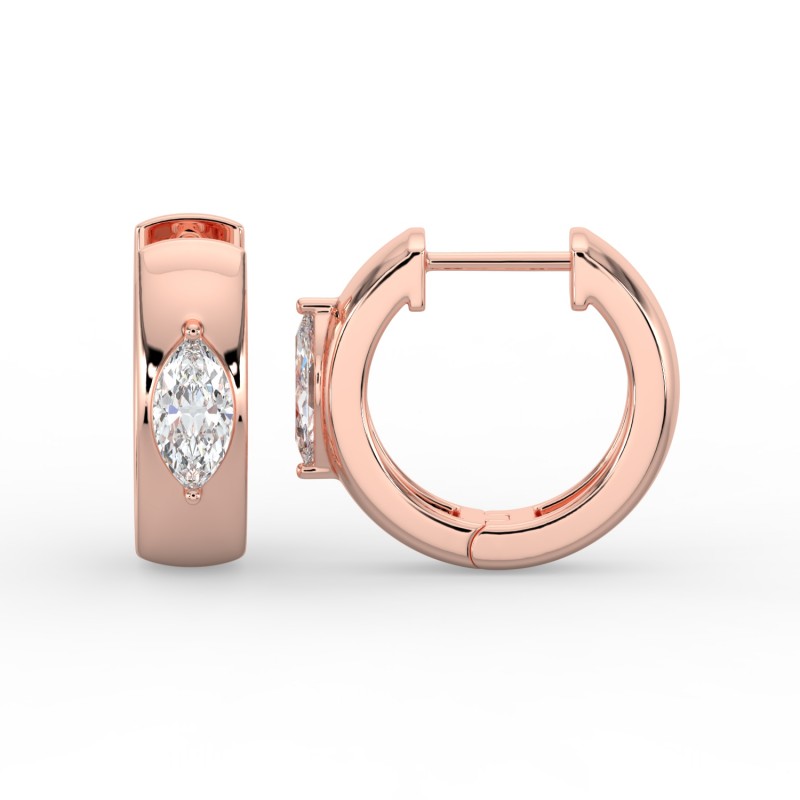 Marquise Single Stone Huggie Earrings