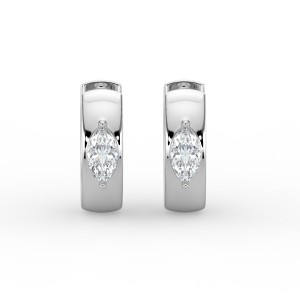 Marquise Single Stone Huggie Earrings