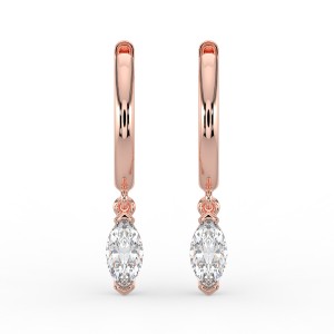 Marquise Single Stone Drop Huggies Earrings