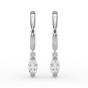 Marquise Single Stone Drop Huggies Earrings