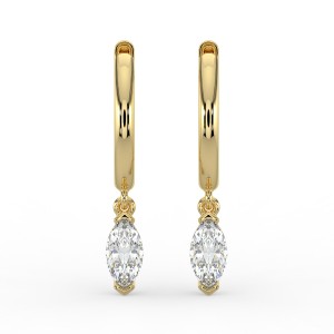 Marquise Single Stone Drop Huggies Earrings