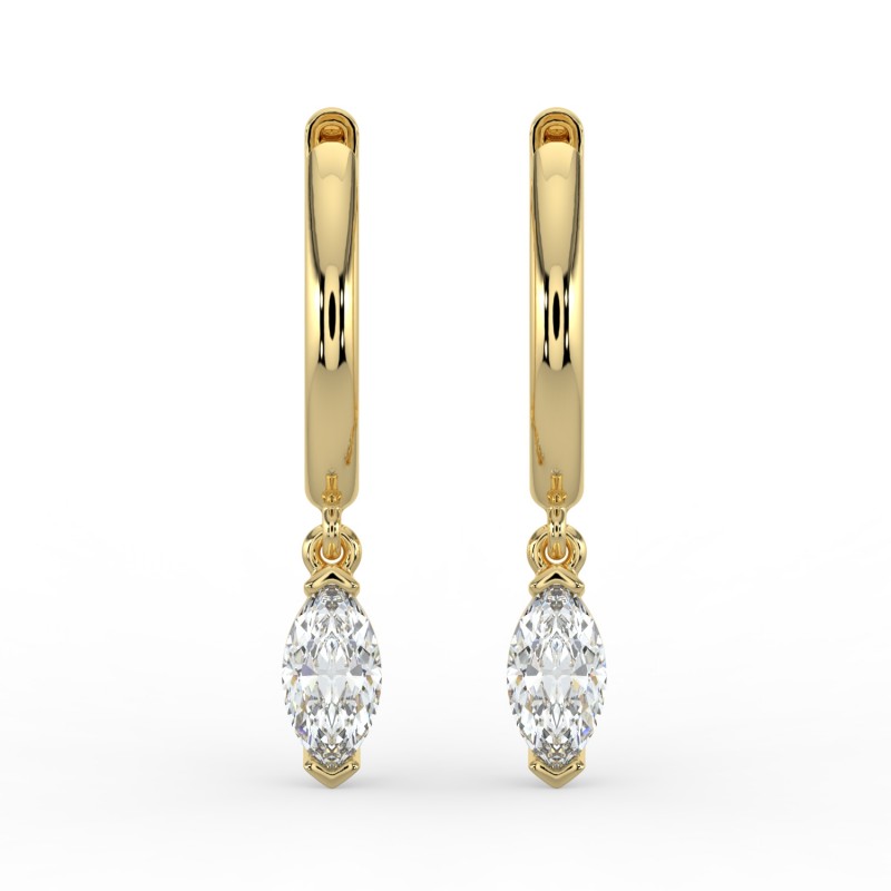 Marquise Single Stone Drop Huggies Earrings