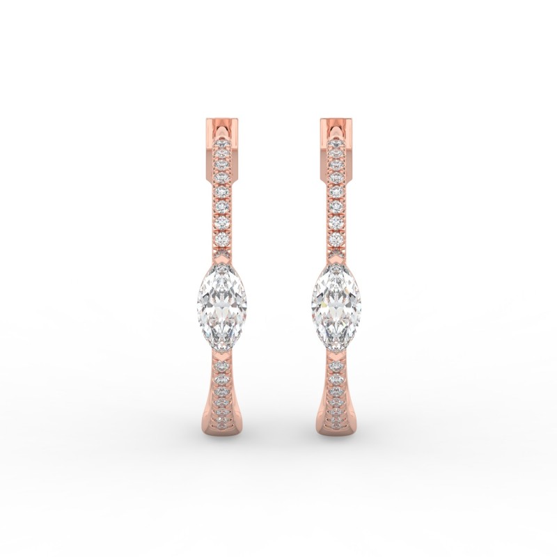 Marquise Hoops with Single Stone & Pave Earrings