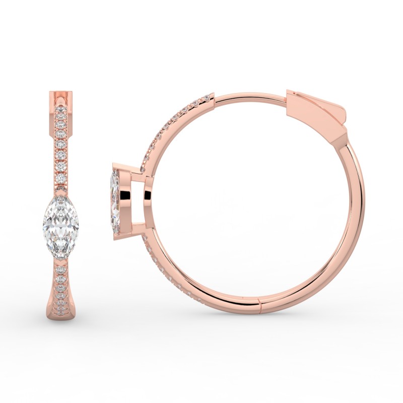 Marquise Hoops with Single Stone & Pave Earrings