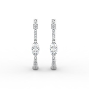 Marquise Hoops with Single Stone & Pave Earrings