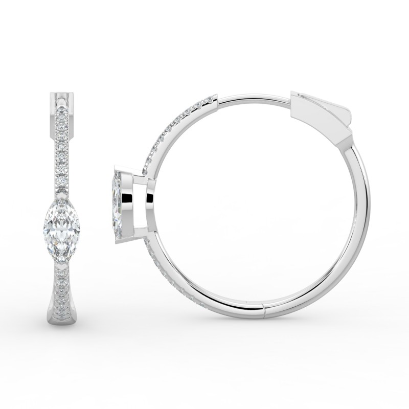 Marquise Hoops with Single Stone & Pave Earrings