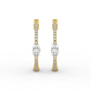 Marquise Hoops with Single Stone & Pave Earrings