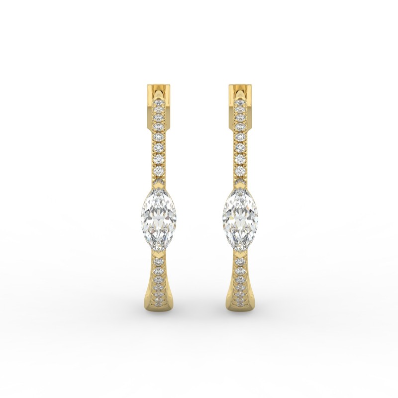 Marquise Hoops with Single Stone & Pave Earrings