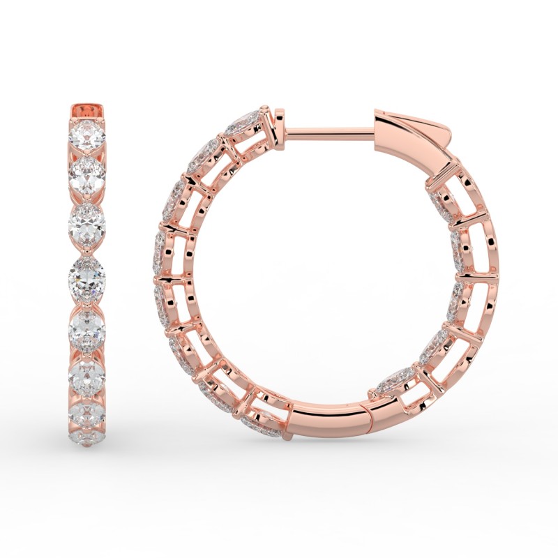 Marquise Iniside Out Diamond Hoops Earrings