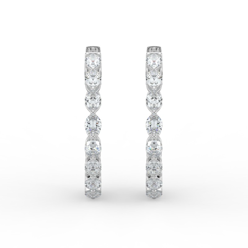 Marquise Iniside Out Diamond Hoops Earrings