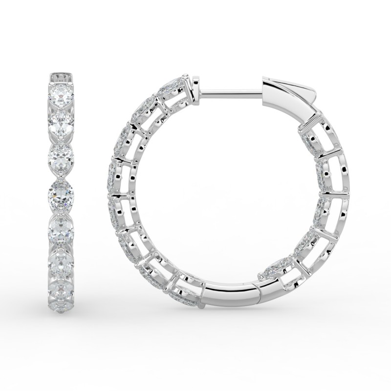 Marquise Iniside Out Diamond Hoops Earrings