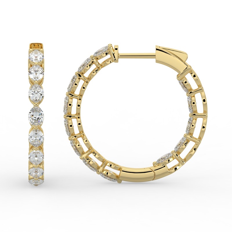Marquise Iniside Out Diamond Hoops Earrings