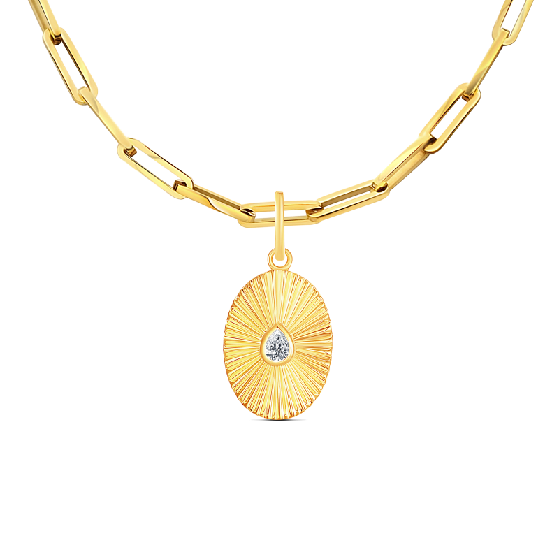 14K Yellow Gold Pear Necklace .15 Cttw