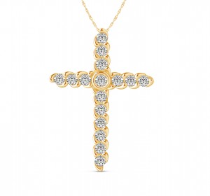 14KT Rain Droplet (TM) Gold Cross 1 CTW
