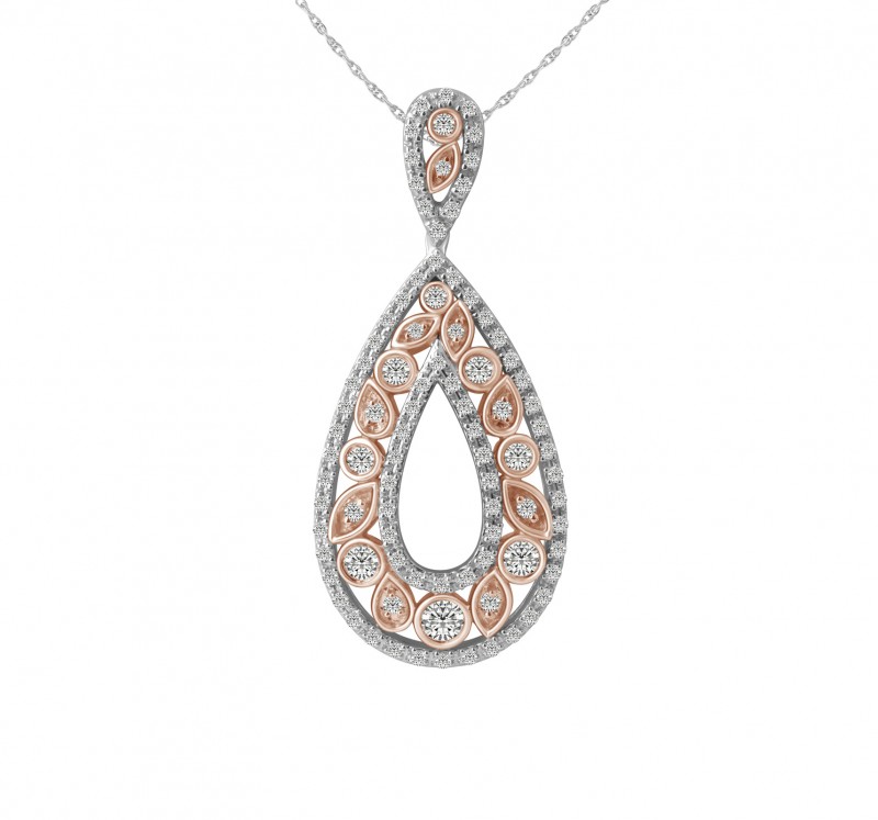 14KT Two Tone Rose Fashion Pendant
