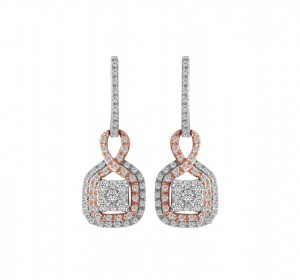 14KT Two Tone Rose Fashion Earrings
