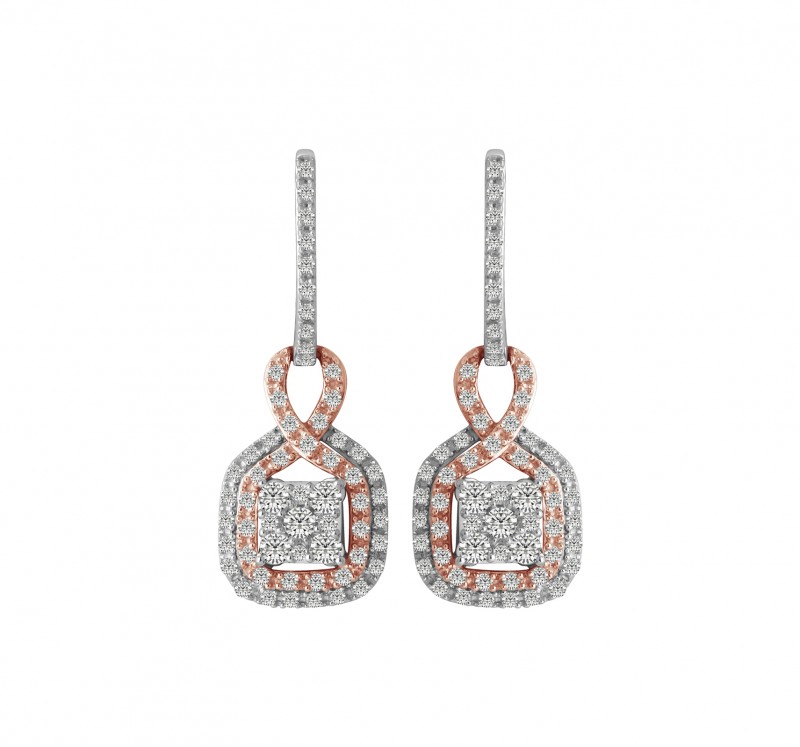 14KT Two Tone Rose Fashion Earrings