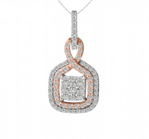 14KT Two Tone Rose Fashion Pendant