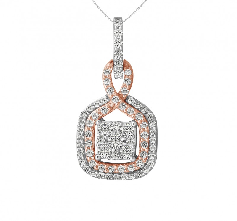 14KT Two Tone Rose Fashion Pendant