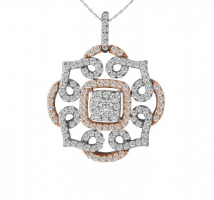 14KT Two Tone Rose Fashion Pendant