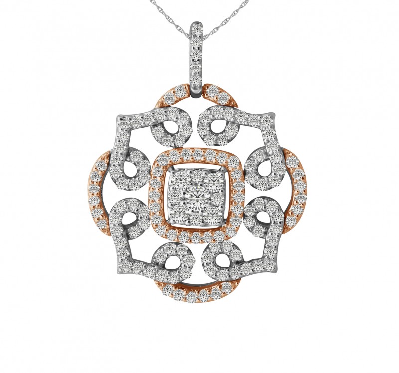 14KT Two Tone Rose Fashion Pendant