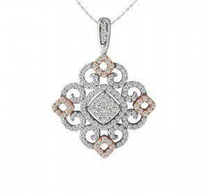 14KT Two Tone Rose Fashion Pendant