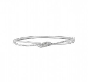 14KT White Gold Hinged Bracelet