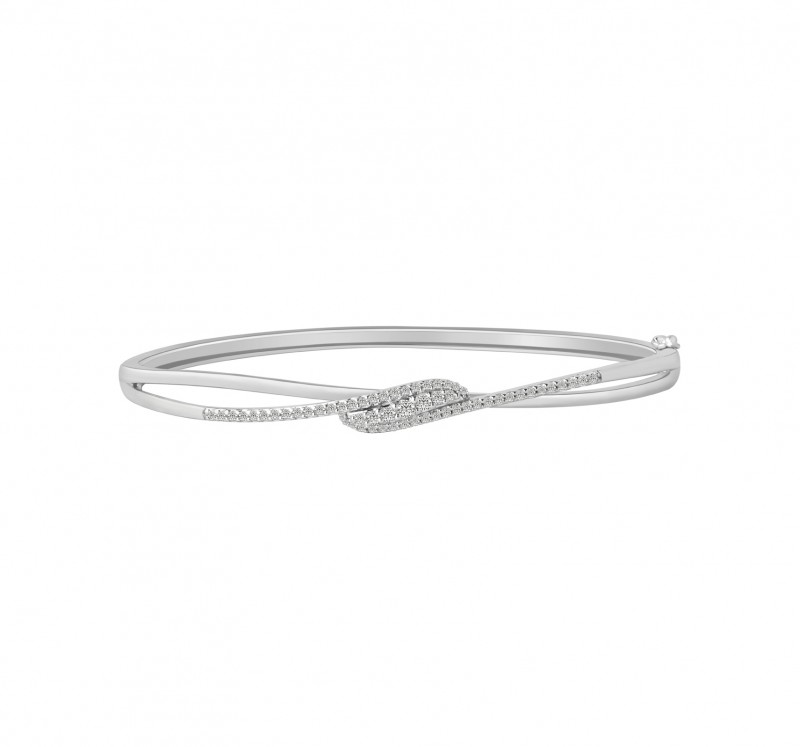 14KT White Gold Hinged Bracelet