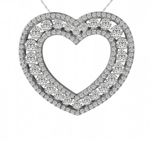 14KT White Gold Classic Heart Pendant