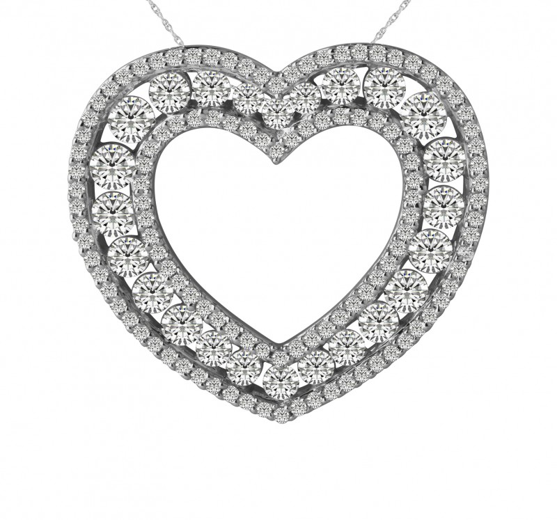14KT White Gold Classic Heart Pendant