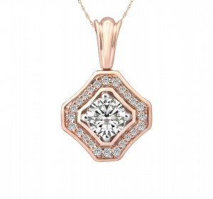 14KT Rose Gold Classic Halo Pendant