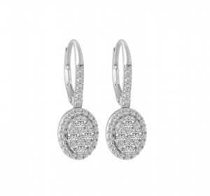 14KT White Gold Classic Dangle Oval Earrings