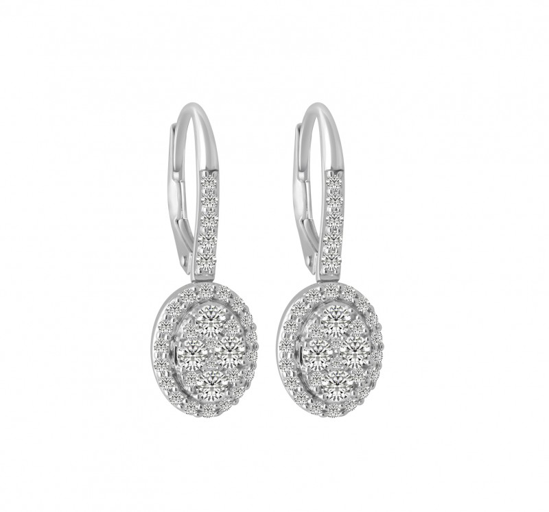 14KT White Gold Classic Dangle Oval Earrings