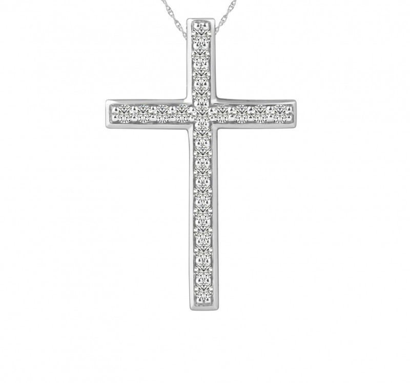 14KT White Gold Classic Cross