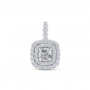 14KT White Gold Cushion Cut Diamond Necklace