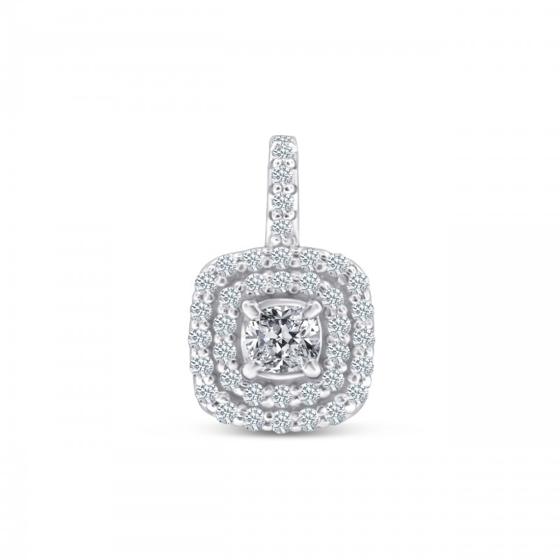 14KT White Gold Cushion Cut Diamond Necklace