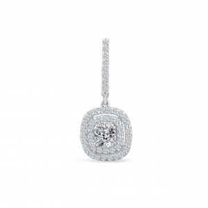 14KT White Gold Cushion Cut Diamond Earrings