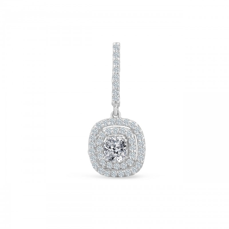 14KT White Gold Cushion Cut Diamond Earrings