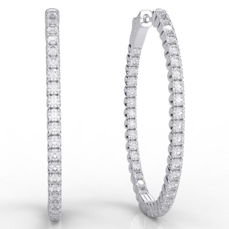 14K Oval Inside-Out Diamond Hoop, 1.50ctw (H1002-2-76)