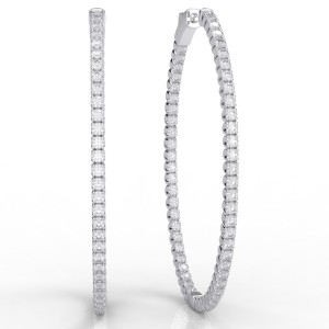 14K Oval Inside-Out Diamond Hoop, 2.25ctw (H1002-2-112)