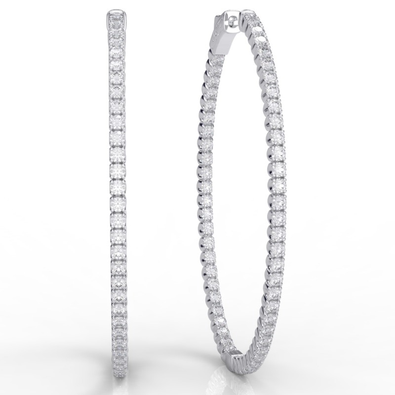 14K Oval Inside-Out Diamond Hoop, 2.25ctw (H1002-2-112)