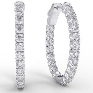 14K Oval Inside-Out Diamond Hoop, 2.00ctw (H1002-5-40)