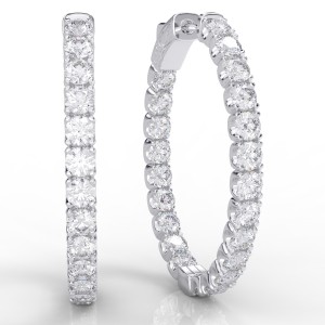 14K Oval Inside-Out Diamond Hoop, 4.40ctw (H1002-10-44)