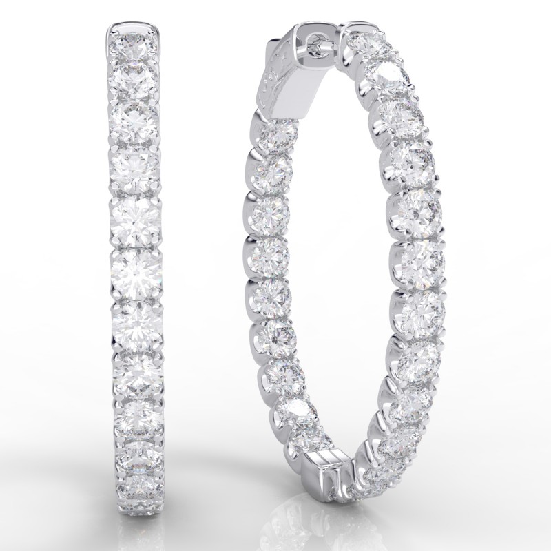 14K Oval Inside-Out Diamond Hoop, 4.40ctw (H1002-10-44)