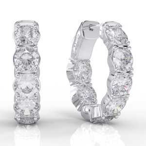 14K Oval Inside-Out Diamond Hoop, 6.52ctw (H1002-50-14)