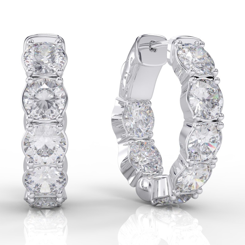 14K Oval Inside-Out Diamond Hoop, 6.52ctw (H1002-50-14)